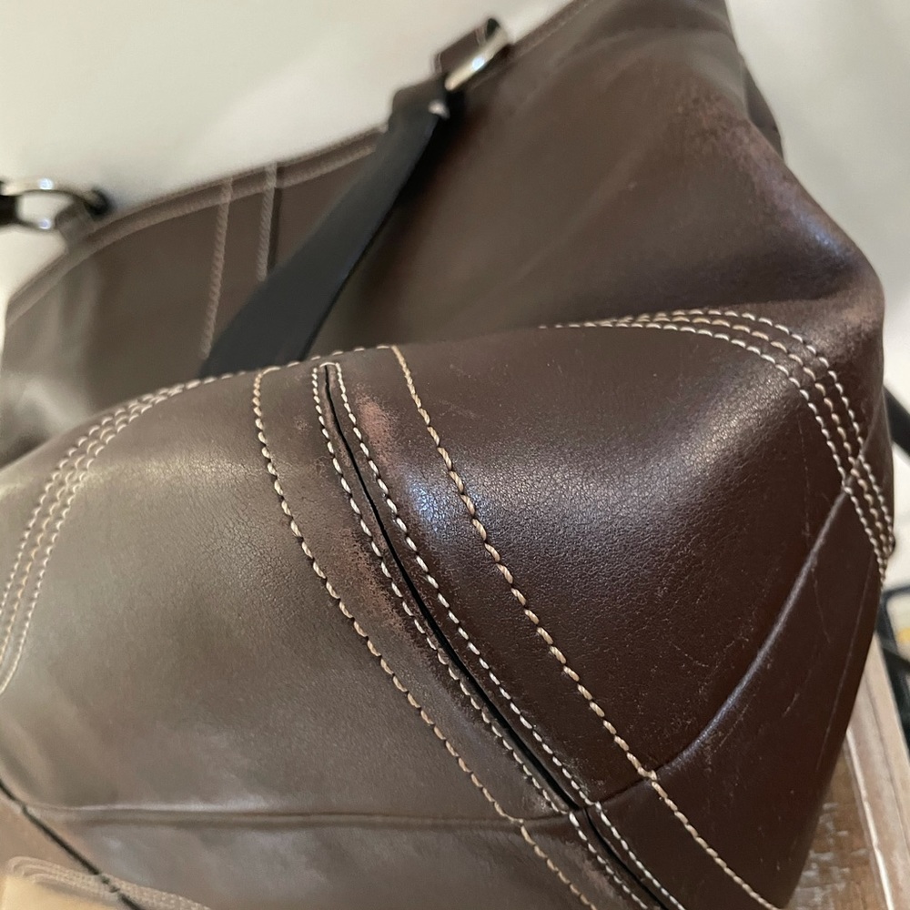 Brown leather large shoulder bag - Picture 7 of 13